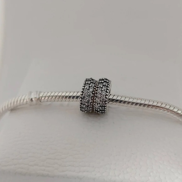 2 PANDORA Spacers Sparkling Clear Cubic Zirconia 925 Ale Silver with gift box - Picture 3 of 6